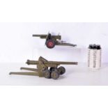 A Vintage Die British Die cast Military cannon together with another cannon 29 x 9 cm (2).