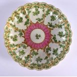 18th century Worcester circular shape dish painted with an unusual version of the Hop Trells