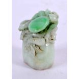 AN EARLY 20TH CENTURY CHINESE JADEITE SEAL Late Qing/Republic. 3.75 cm x 2.5 cm.