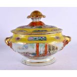 A SMALL 19TH CENTURY CHINESE TWIN HANDLED FAMILLE ROSE TUREEN AND COVER Qing. 18 cm x 14 cm.