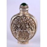 A CHINESE WHITE METAL SNUFF BOTTLE AND STOPPER 20th Century. 8 cm x 5 cm.
