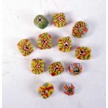 A collection of painted mosaic beads 1cm (12).