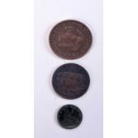 THREE OLD COINS. (3)