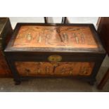 A LATE 19TH CENTURY CHINESE CARVED SOAPSTONE INLAID COFFER Late Qing. 90 cm x 50 cm x 52 cm.