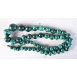 A MALACHITE NECKLACE. 108 grams. 54 cm long.