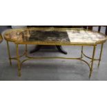 AN EARLY 20TH CENTURY FRENCH GLASS TOPPED TABLE with slender supporting legs. 116 cm x 46 cm 46 cm.