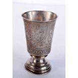 AN ANTIQUE RUSSIAN SILVER VODKA BEAKER. 75 grams. 9 cm x 5.5 cm.