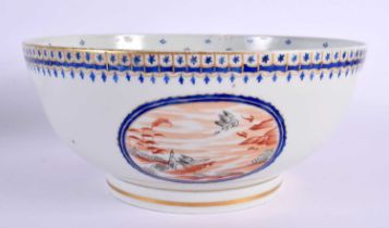 A LARGE 19TH CENTURY FRENCH SAMSONS OF PARIS PORCELAIN BOWL painted in the Qianlong style. 24 cm x