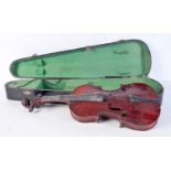 A cased violin with Medio Fino label 56 cm. (2)