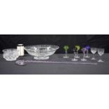 A collection of glass including a glass cane, crystal bowl . (10)
