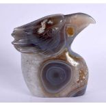A CHINESE TIBETAN CARVED AGATE FIGURE OF A HAWK 20th Century. 439 grams. 10 cm x 9.25 cm.