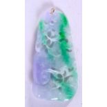 A LARGE CHINESE GOLD MOUNTED LAVENDER JADEITE PENDANT 20th Century. 11 cm x 5 cm.