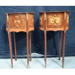 Two Baroque style marquetry 3 drawer chests 71 cm (2).