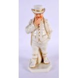 AN ANTIQUE ROYAL WORCESTER PORCELAIN FIGURE OF A MALE. 17 cm high.