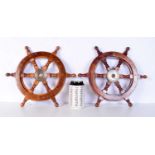 A pair of small wooden ships wheels 33 cm (2).