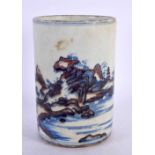 A CHINESE RED AND BLUE PORCELAIN BRUSH POT 20th Century. 16 cm x 10 cm.