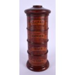 A CONTEMPORARY TREEN SPICE TOWER. 20 cm high.