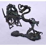 AN UNUSUAL SOUTH EAST ASIAN BRONZE DRAGON SCULPTURE. 13 cm x 9 cm.