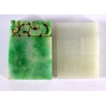 TWO CHINESE JADE PLAQUES 20th Century. 6.5 cm x 4.5 cm. (2)