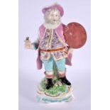 18th century Derby figure of Falstaff, metal sword lacking. 24cm high