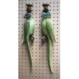A pair of porcelain parrot wall sconces 47 cm (2)
