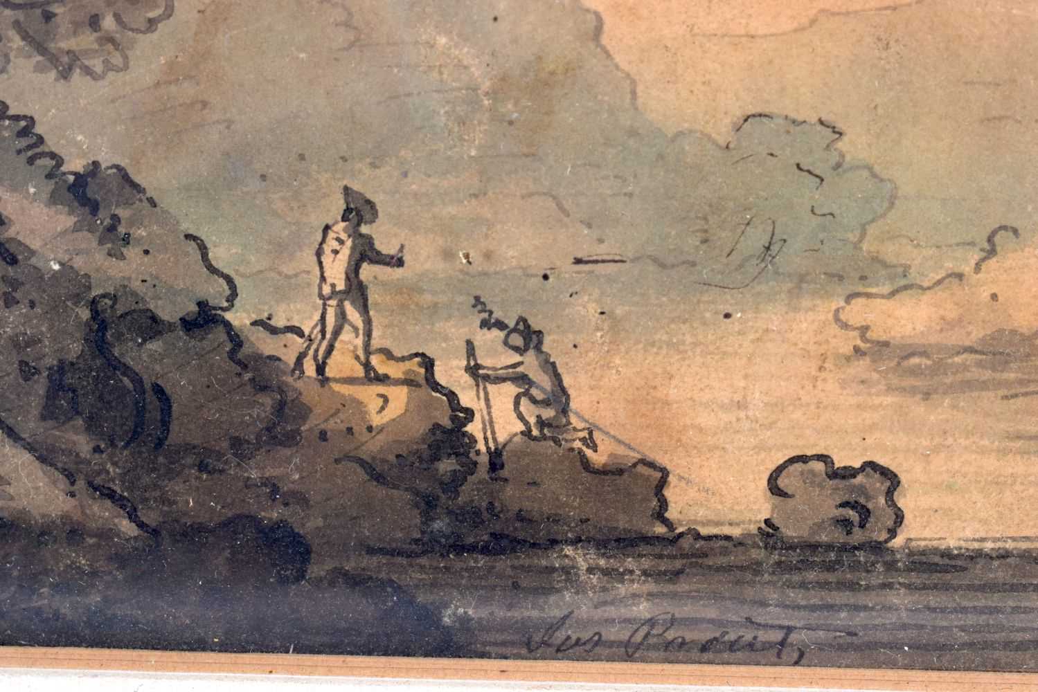English School (18th Century) Watercolour, Castle scene. 36 cm x 32 cm. - Image 3 of 5