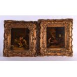 Dutch School (18th Century) Pair, Oil on board, Barber and Apothecary scenes. 42 cm x 34 cm.