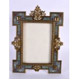 A 19TH CENTURY FRENCH CHAMPLEVE ENAMEL PHOTOGRAPH FRAME decorated with foliage. 24 cm x 16 cm.