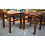 A PAIR OF 19TH CENTURY CHINESE CARVED HARDWOOD TABLES Qing. 48 cm x 40 cm.