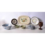 A miscellaneous collection of Chinese and Japanese ceramics, including two silver mounted Jadeite