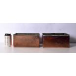 A small antique pair of copper rectangular planters 12x23.5x14cm. (2)