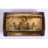 AN EARLY 19TH CENTURY FRENCH PRISONER OF WAR NAPOLEONIC SNUFF BOX. 9 cm x 6 cm.