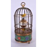 A CONTEMPORARY CLOISONNE ENAMEL BIRD CAGE. 16 cm high.