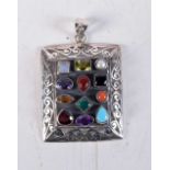 A SILVER GEM SET PENDANT. 19.5 grams. 6 cm x 4 cm.