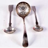 THREE SILVER SPOONS. London 1843 to Sheffield 1906. 62 grams. (3)