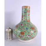 A LARGE CHINESE GREEN GLAZED FAMILLE ROSE PORCELAIN VASE 20th Century. 32 cm x 20 cm.