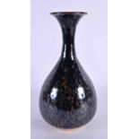A CHINESE SPECKLE GLAZED POTTERY VASE 20th Century. 27 cm x 10 cm.