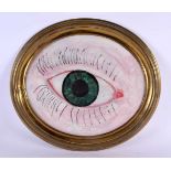 AN UNUSUAL REVERSE PAINTED PORTRAIT OF AN EYE. 33 cm x 30 cm.