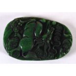 A CHINESE CARVED JADE PLAQUE 20th Century. 9.5 cm x 6.5 cm.