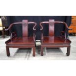 A pair of Chinese 20th Century Hardwood chairs 76 x 66 x 55 cm (2).