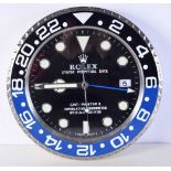 A Contemporary Rolex dealership style wall clock 34 cm.