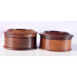 TWO REVERSE PAINTED WOOD SNUFF BOXES. 8.5 cm wide. (2)