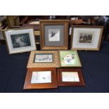 A collection of framed oils, lithographs and etchings. Largest 23 x 17cm (7).