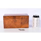 A 19th Century walnut Burr tea caddy 12 x 23 x 12 cm.