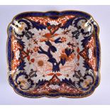 A 19TH CENTURY DERBY IMARI SQUARE FORM PORCELAIN DISH painted with flowers. 19 cm square.