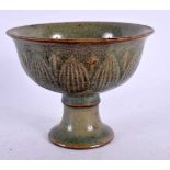 A CHINESE CELADON STEM CUP 20th Century. 9 cm x 7.5 cm.