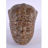 A EGYPTIAN REVIVAL CARVED GRANITE HEAD OF A PHARAOH After the Antiquity. 14 cm x 12 cm.