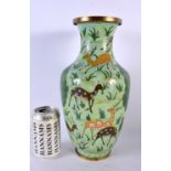AN UNUSUAL EARLY 20TH CENTURY CHINESE CLOISONNE ENAMEL VASE Late Qing/Republic, depicting deer