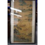 Chinese School (18th/19th Century) Watercolour, Boat and mountains. 103 cm x 60 cm.