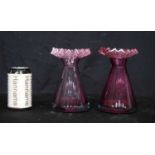 A pair of Cranberry glass vases 17 cm (2).